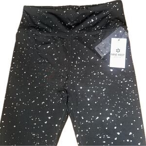 Nine West Active Womens Cropped Leggings Dark Gray Silver Splatter